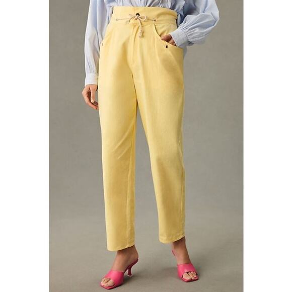 Anthropologie Antik Batik Kim Trousers in Yellow Size Large NEW - Picture 2 of 11